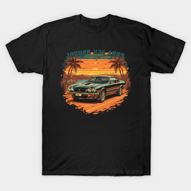 Jaguar XJS 1989 - Classic Car Vector Design T-Shirt by diegotorres